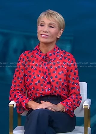 Barbara Corcoran’s red heart print blouse on Good Morning America