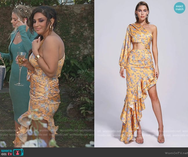 Bella Barnett Cassidy One Shoulder Floral Maxi Dress worn by Leva Bonaparte on Southern Charm