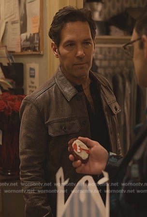 Ben’s brown leather jacket on Only Murders in the Building