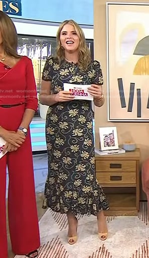 Jenna’s black floral midi dress on Today