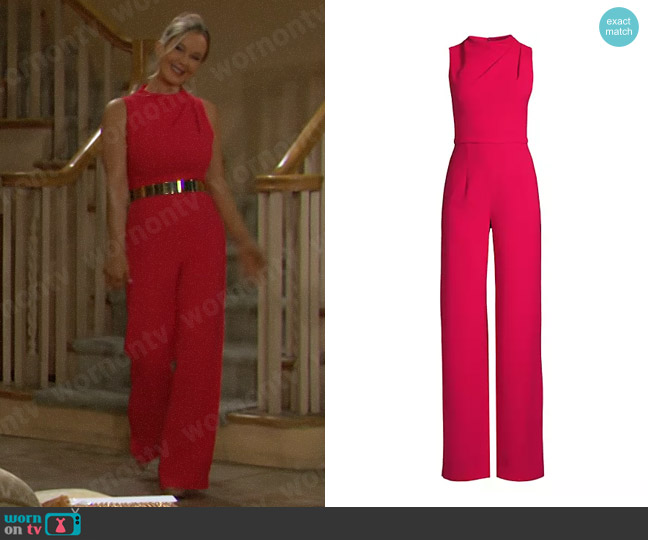 Black Halo Corinne Jumpsuit in Laguna Pink worn by Donna Logan (Jennifer Gareis) on The Bold and the Beautiful