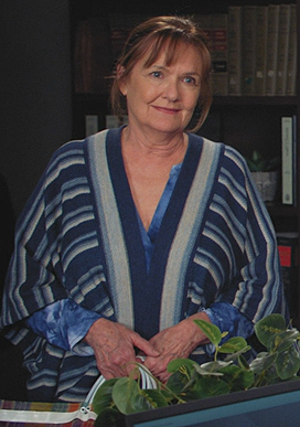 Sheri’s mom’s blue stripe cardigan on All Rise