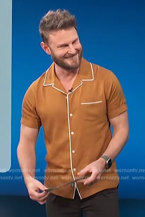 Bobby Berk’s contrast tipped shirt on Access Hollywood