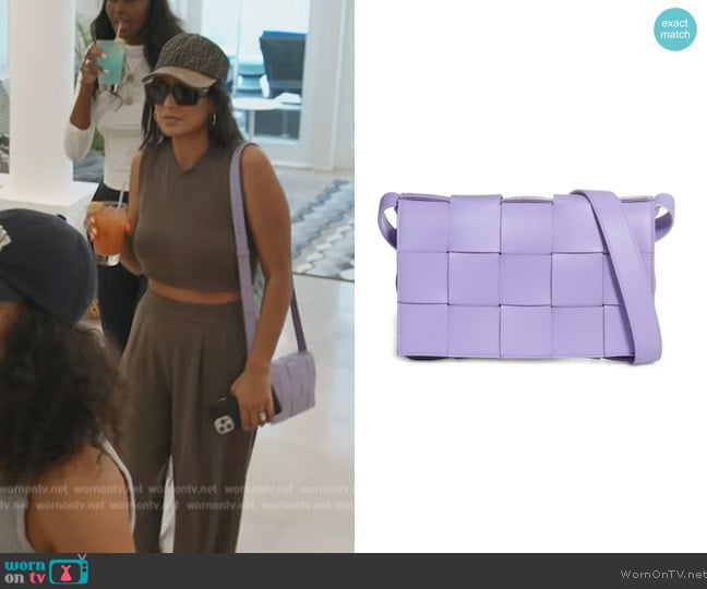 Bottega Veneta Intrecciato Leather Crossbody Bag worn by Jessel Taank on The Real Housewives of New York City