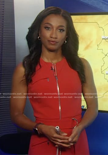 Brittany’s red belted zip front dress on Good Morning America