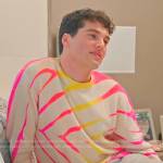 Brooks’s white and pink tie dye sweater on The Real Housewives of Salt Lake City