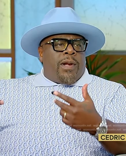 Cedric the Entertainer’s blue textured polo on Tamron Hall Show