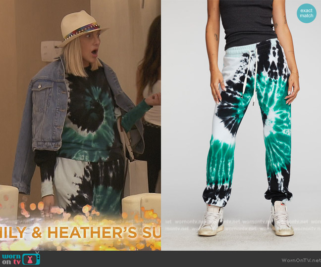 Chaser Cotton Fleece Joggers with Rib And Shoestring Tie worn by Gina Kirschenheiter on The Real Housewives of Orange County