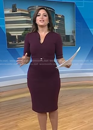 Chloe’s burgundy belted sheath dress on Today