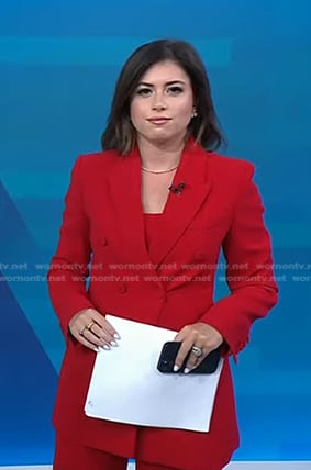 Chloe’s red blazer and pants on Today