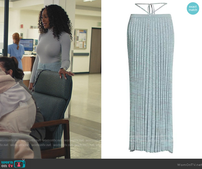 Christopher Esber Pleated Tie Waist Maxi Skirt worn by Lola Carmichael (Simone Missick) on All Rise