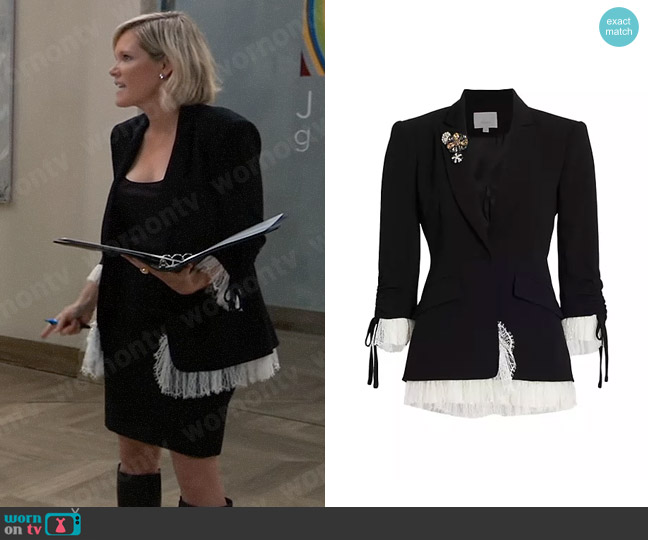 Cinq a Sept Roxie Crepe Blazer worn by Ava Jerome (Maura West) on General Hospital