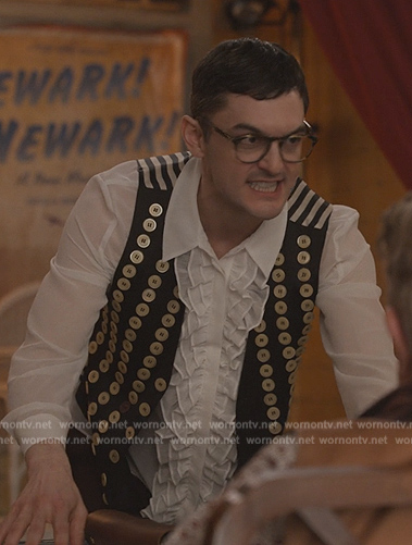 Cliff’s sequin embellished vest on Only Murders in the Building