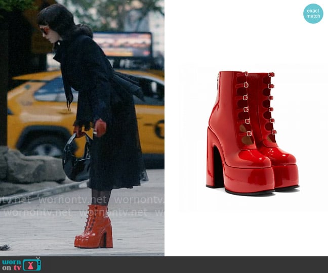 Casadei Bucke-detailing leather platform boots worn by Ivy (Cara Delevingne) on American Horror Story
