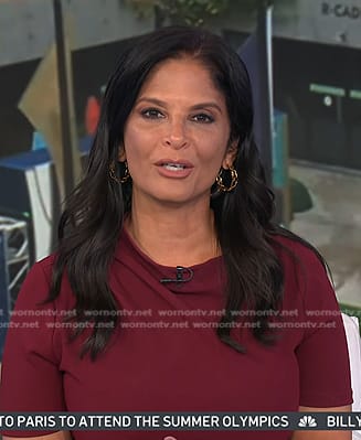 Darlene’s maroon short sleeve sheath dress on Today
