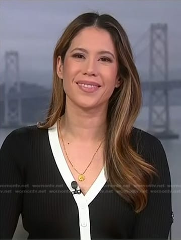 Deirdre’s black contrast trim dress on NBC News Daily