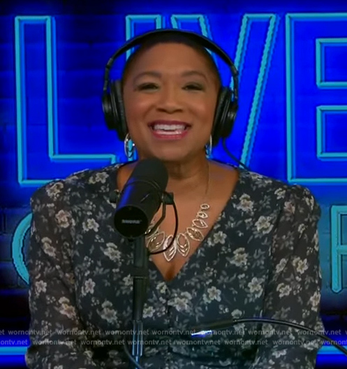 Deja Vu’s green floral print dress on Live with Kelly and Mark