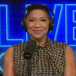 Deja Vu’s houndstooth sleeveless textured dress on Live with Kelly and Mark