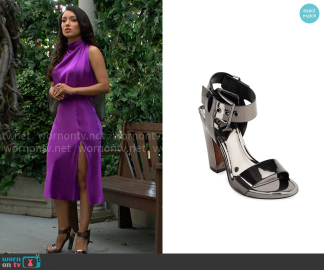 DKNY Terah Sandals in Gunmetal worn by Audra Charles (Zuleyka Silver) on The Young and the Restless