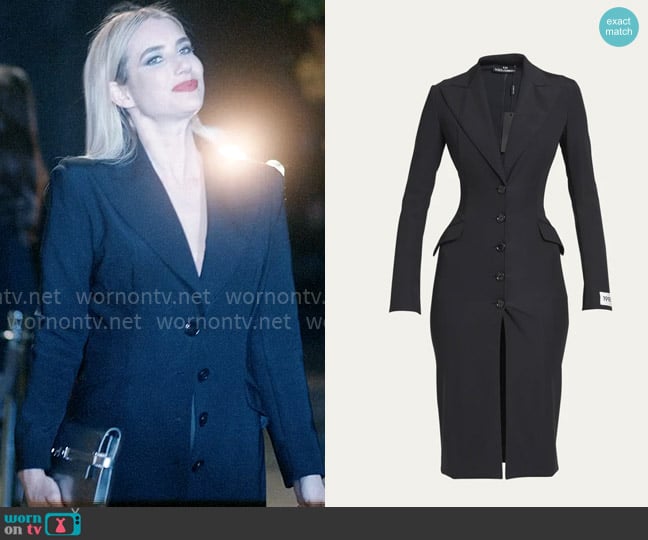 Dolce & Gabbana Jersey Stretch Single-Breasted Coat worn by Anna Victoria Alcott (Emma Roberts) on American Horror Story