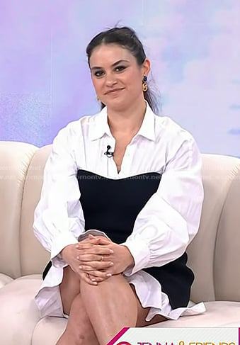 Donna’s black and white ribbed corset shirtdress on Today