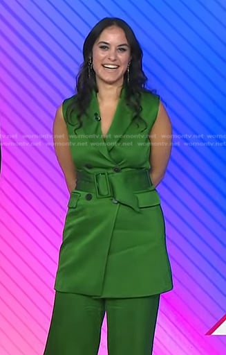 Donna’s green belted vest and pants on Today