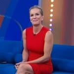Jennifer’s red sleeveless ruched dress on Good Morning America