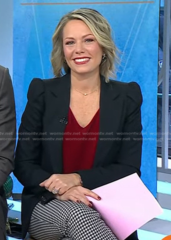 Dylan’s black puff sleeve blazer on Today