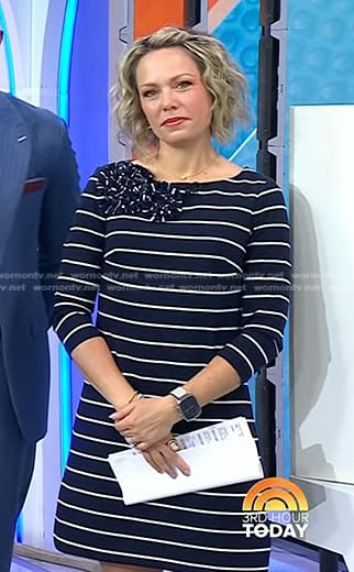 Dylan’s navy striped flower detail dress on Today