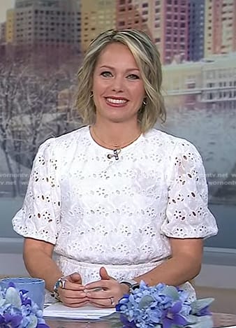 Dylan’s white eyelet peplum top on Today