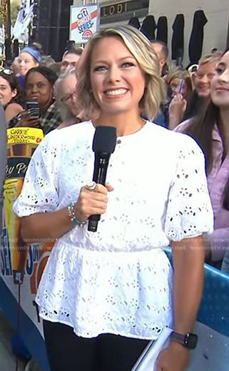 Dylan’s white eyelet peplum top on Today