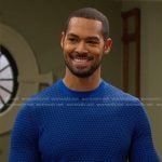 Eli’s blue geometric sweater on Days of our Lives