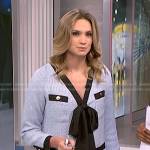Ellison’s blue contrast bow tie dress on NBC News Daily