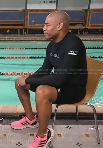 DeMarco Morgan’s black rash guard and pink sneakers on Good Morning America