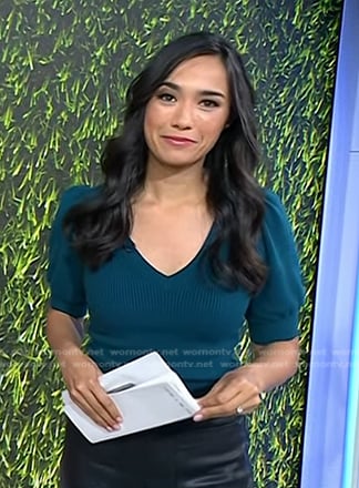 Emilie’s teal puff sleeve sweater on Today