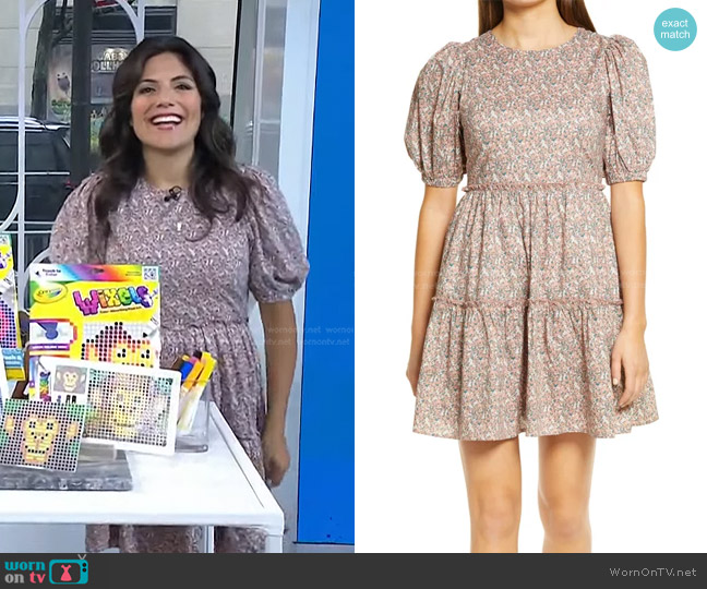 English Factory Floral Puff Sleeve Dress worn by Adrianna Barrionuevo Brach on Today