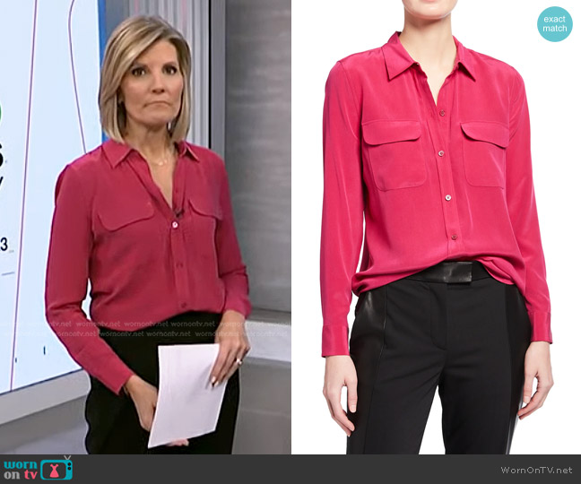 Equipment Slim Signature Collared Silk Shirt worn by Kate Snow on NBC News Daily