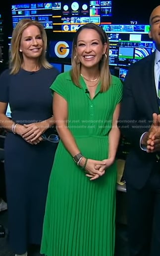 Eva’s green pleated dress on Good Morning America
