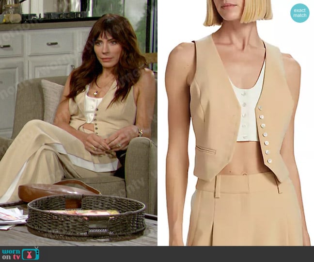 Favorite Daughter Margaret Vest in Sand worn by Taylor Hayes (Krista Allen) on The Bold and the Beautiful