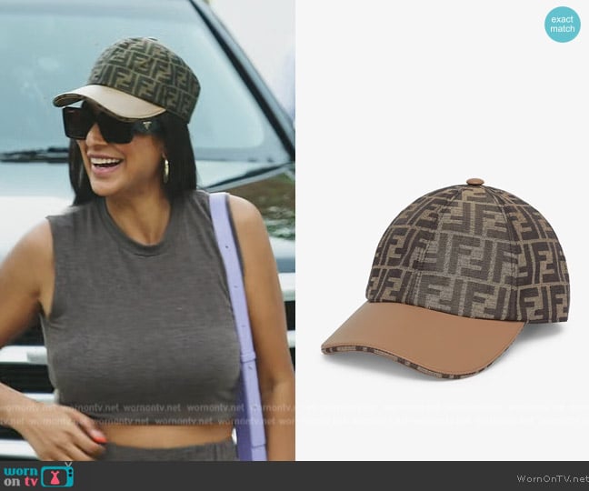 Fendi Brown FF jacquard fabric baseball cap worn by Jessel Taank on The Real Housewives of New York City