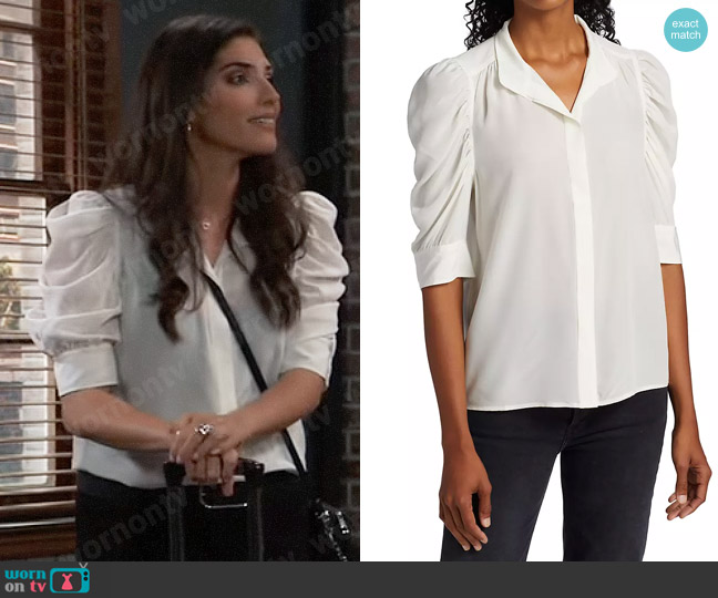 Frame Gillian Top worn by Brook Lynn Quartermaine (Amanda Setton) on General Hospital