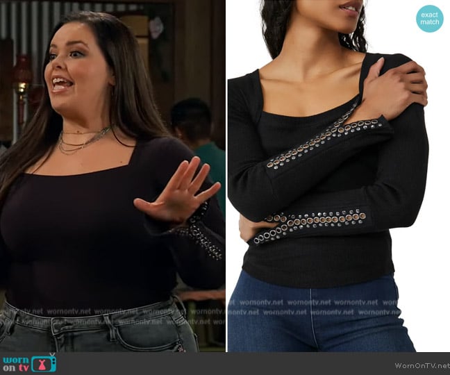 Free People A Little Unruly Long Sleeve Top worn by Lou Hockhauser (Miranda May) on Bunkd