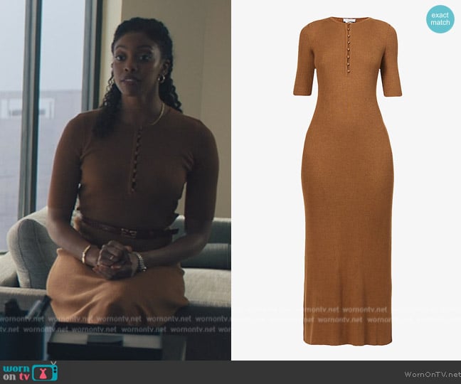 Gabriela Hearst Johanna Ribbed Cashmere Midi Dress worn by Kate Sacker (Condola Rashad) on Billions