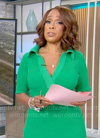 Gayle King’s green collared dress on CBS Mornings