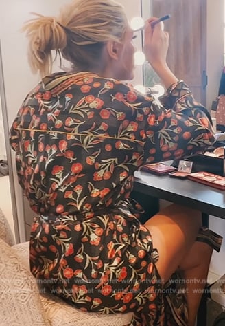 Gina’s black floral print robe on The Real Housewives of Orange County
