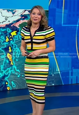 Ginger’s multicolor striped polo dress on Good Morning America