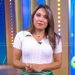 Ginger’s white knit polo and green skirt on Good Morning America