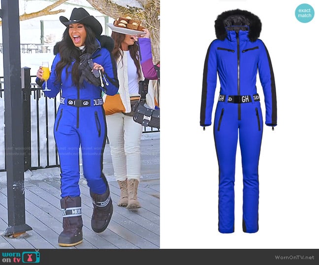 Goldbergh Parry Ski Suit Real Fox Fur in Sunshine worn by Monica Garcia on The Real Housewives of Salt Lake City
