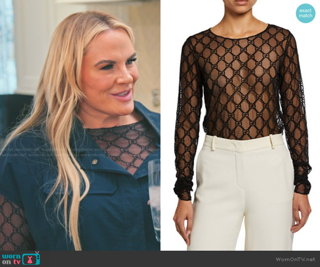 Gucci GG Tulle Long-Sleeve Top worn by Heather Gay on The Real Housewives of Salt Lake City