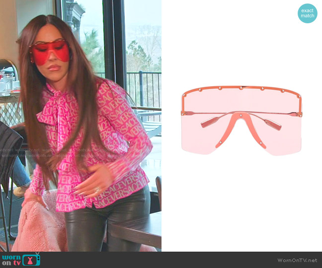 Gucci Tinted Visor Sunglasses worn by Angie Katsanevas on The Real Housewives of Salt Lake City